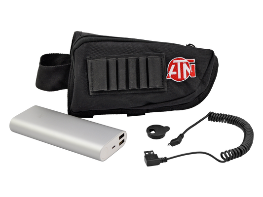 ATN Extended life Battery Pack 20000 mAh with usb cable, cap and Butt stock case